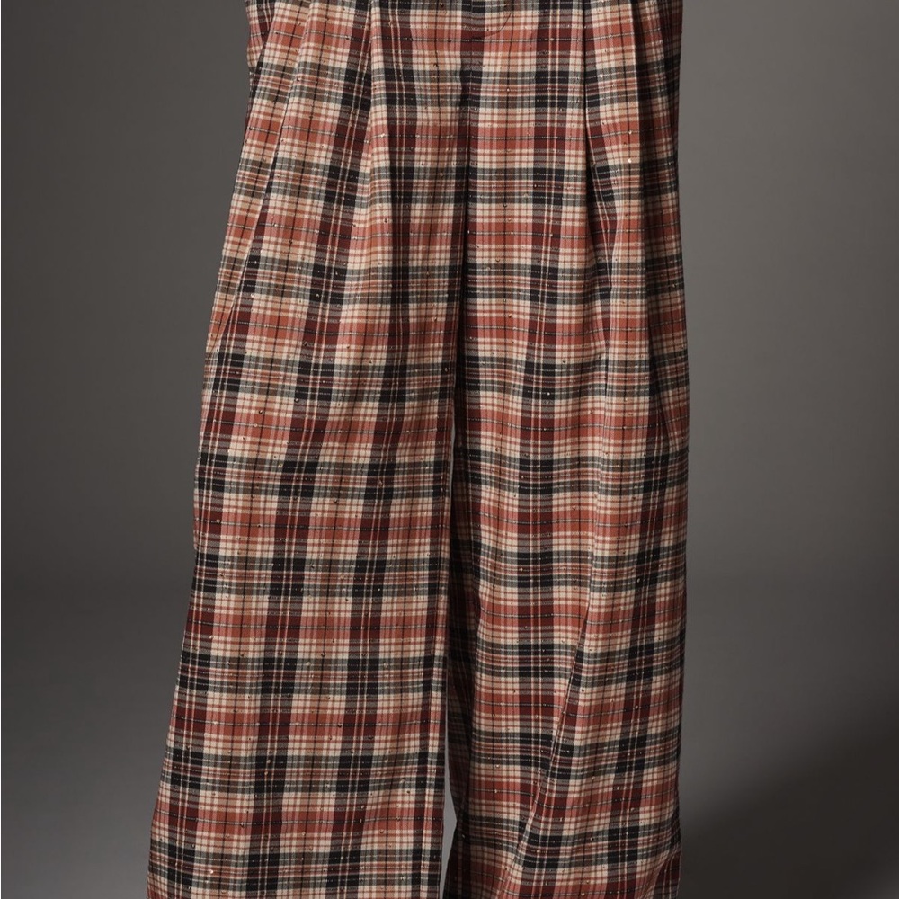 Maeve Avery sparkle pleated wide leg trouser